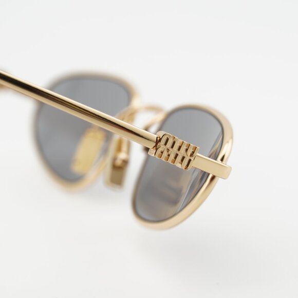 Miu Miu MUA52S 5AK40O Sunglasses Gold Cat Eye Frame, Grey Lenses main image 5